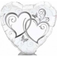 36IN ENTWINED HEARTS SILVER FOIL