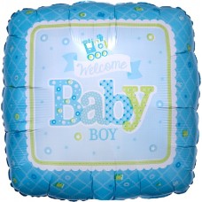18IN WELCOME BABY BOY TRAIN FOIL