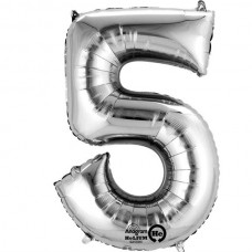 SILVER NUMBER 5 SUPERSHAPE FOIL BALLOON