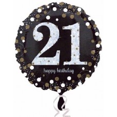 Happy 21st Birthday Gold Sparkling Celebration Balloon - 18" Foil Happy 21st Birthday Gold Sparkling Celebration Balloon - 18" Foil