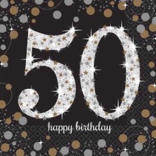 Sparkling Celebration Age 50 Paper Napkins - 33cm
