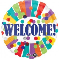 18IN WELCOME DOTS & STRIPES FOIL