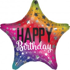 18IN RAINBOW STAR BIRTHDAY FOIL 18IN RAINBOW STAR BIRTHDAY FOIL