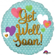 18IN GET WELL SOON HEARTS FOIL