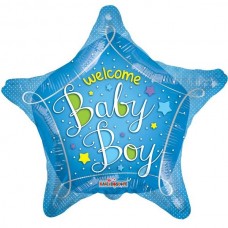 18IN WELCOME BABY BLUE STAR FOIL