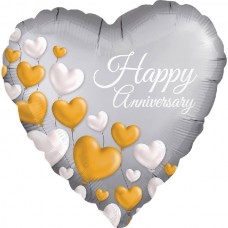 18IN ANNIVERSARY PLATINUM HEARTS FOIL