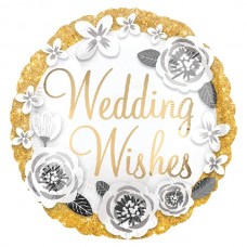 18IN WEDDING WISHES GOLD & SILVER FOIL