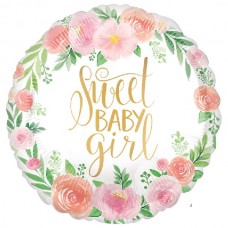 18IN FLORAL BABY GIRL FOIL BALLOON 18IN FLORAL BABY GIRL FOIL BALLOON