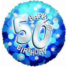 18IN SPARKLE BLUE 50TH FOIL BALLOON 18IN SPARKLE BLUE 50TH FOIL BALLOON