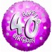 18IN 40TH B/DAY PINK HOLO FOIL