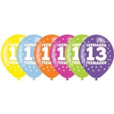 13th Birthday Assorted Balloons - 11'' Latex