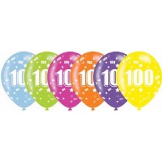 6PK (6) 27.5CM 100TH BIRTHDAY BALLOONS