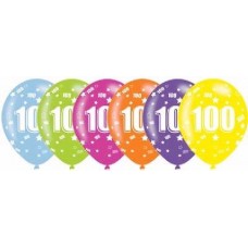 6PK (6) 27.5CM 100TH BIRTHDAY BALLOONS