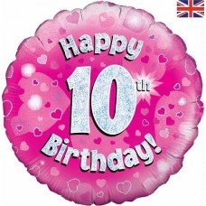 18IN HAPPY 10TH B/DAY PINK FOIL 18IN HAPPY 10TH B/DAY PINK FOIL