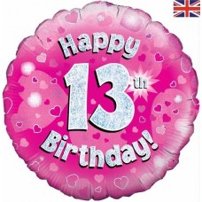 18IN HAPPY 13TH B/DAY PINK FOIL 18IN HAPPY 13TH B/DAY PINK FOIL