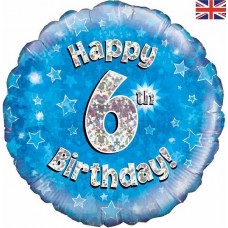 18IN HAPPY 6TH B/DAY BLUE FOIL 18IN HAPPY 6TH B/DAY BLUE FOIL