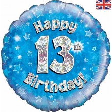 18IN HAPPY 13TH B/DAY BLUE FOIL 18IN HAPPY 13TH B/DAY BLUE FOIL