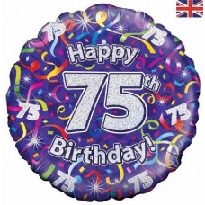 18IN 75TH B/DAY STREAMERS HOLO FOIL 18IN 75TH B/DAY STREAMERS HOLO FOIL