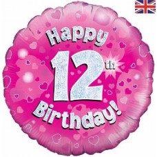 18IN 12TH B/DAY PINK HOLO FOIL 18IN 12TH B/DAY PINK HOLO FOIL
