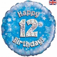 18IN 12TH B/DAY BLUE HOLO FOIL 18IN 12TH B/DAY BLUE HOLO FOIL