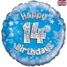18IN 14TH B/DAY BLUE HOLO FOIL 18IN 14TH B/DAY BLUE HOLO FOIL