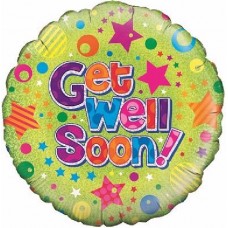 18IN GET WELL DOTS & STARS FOIL