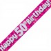 9FT GLITZ PINK 50TH BIRTHDAY BANNER