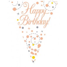 Party Bunting Sparkling Fizz Birthday White & Rose Gold Holographic