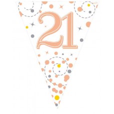 Party Bunting Sparkling Fizz 21 White & Rose Gold Holographic