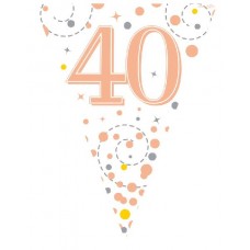 WHITE & ROSE GOLD 40TH BUNTING