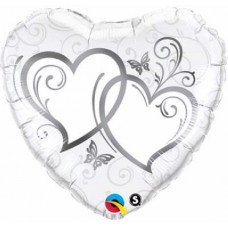 18IN ENTWINED HEARTS SILVER FOIL