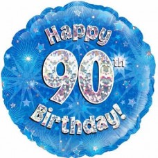 18IN 90TH BIRTHDAY BLUE FOIL BALLOON 18IN 90TH BIRTHDAY BLUE FOIL BALLOON