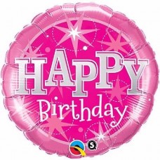 36IN B/DAY PINK SPARKLE FOIL BALLOON