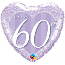 60TH ANNIVERSARY DAMASK HEART FOIL