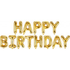 HAPPY BIRTHDAY GOLD AIR FILL FOIL BALLOON KIT HAPPY BIRTHDAY GOLD AIR FILL FOIL BALLOON KIT