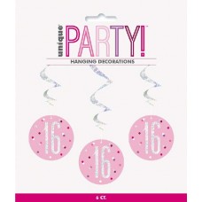 pink glitz Happy 16th Birthday swirl decorations pink glitz Happy 16th Birthday swirl decorations