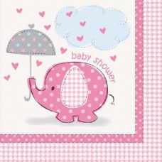 Umbrellaphants Pink Party Paper Luncheon Napkins 2ply