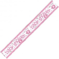 Umbrellaphants Pink Baby Shower Party Foil Banner - 3.7m