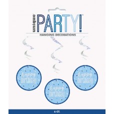 blue glitz Happy Birthday swirl decorations