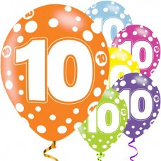 10th Birthday Assorted Balloons - 11'' Latex