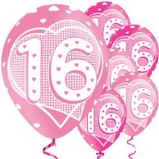 16th Birthday Pink Balloons - 11'' Latex