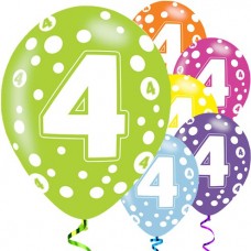 4th Birthday Assorted Balloons - 11'' Latex