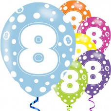 8th Birthday Assorted Balloons - 11'' Latex