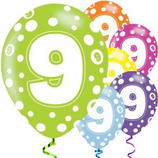 9th Birthday Assorted Balloons - 11'' Latex