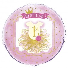 18IN PINK AND GOLD 1ST BIRTHDAY FOIL BALLOON