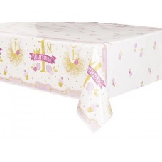 54X84IN PINK/GOLD 1ST B/DAY TABLECOVER