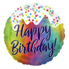 18IN FROSTED BIRTHDAY CONFETTI FOIL BALLOON 18IN FROSTED BIRTHDAY CONFETTI FOIL BALLOON