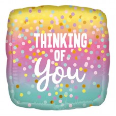 18IN THINKING OF YOU PASTEL DOTS SQ FOIL