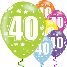 40th Birthday Assorted Balloons - 11'' Latex