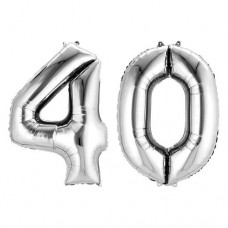  Silver Foil Number Balloons 40th Birthday